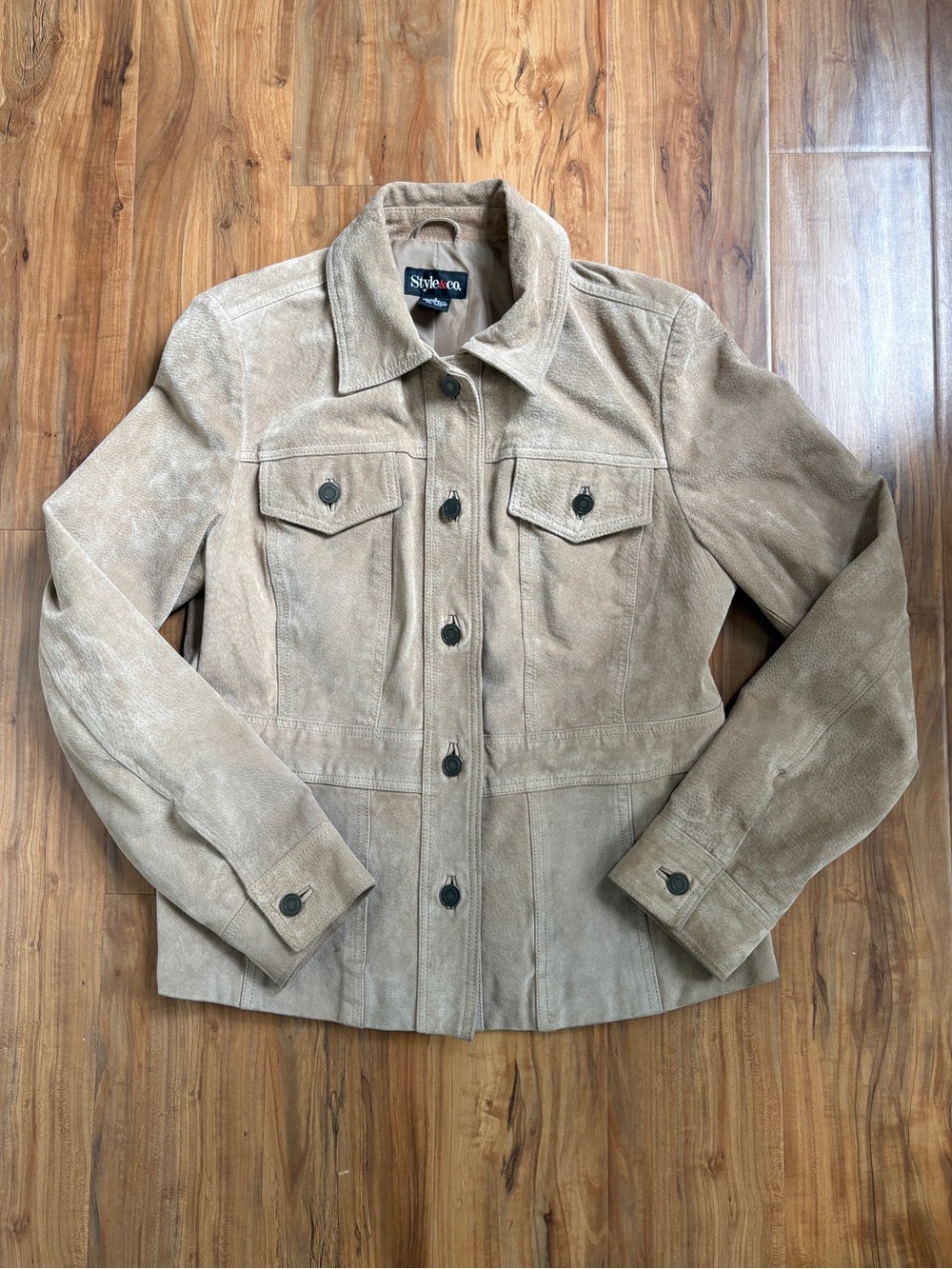 VTG Style & Co Tan Suede Leather Jacket